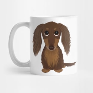 Cute Dog | Longhaired Chocolate Brown Dachshund | Wiener Dog Mug